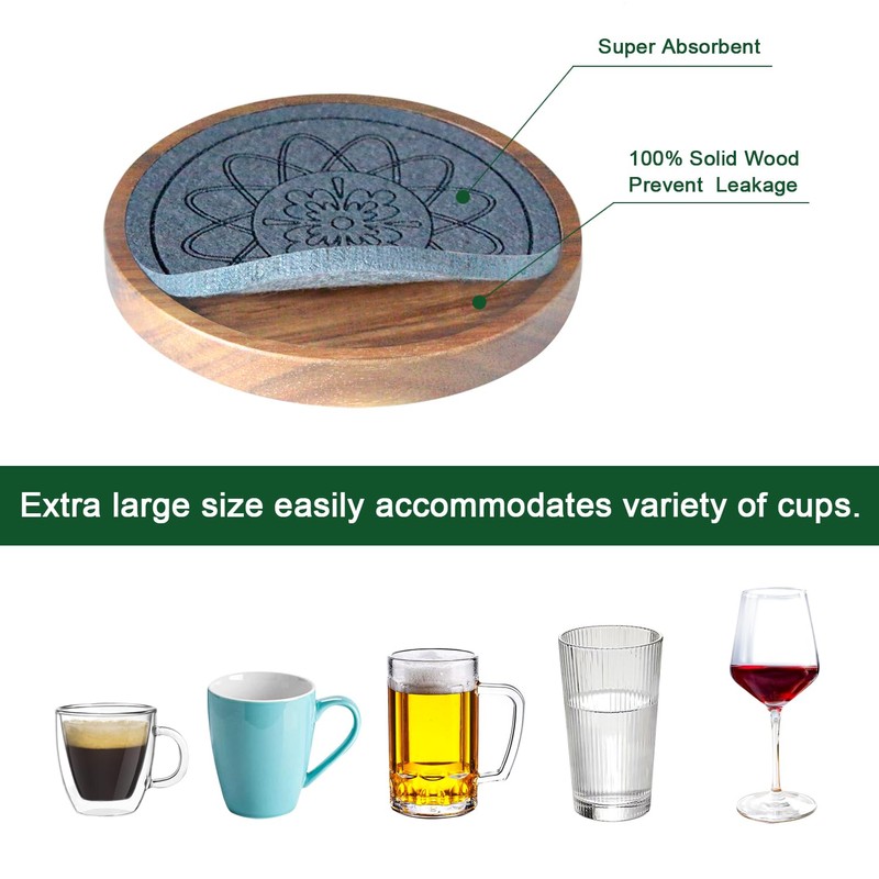 EDEGG 5 Pack Coasters for Drinks Absorbent, Coasters for Coffee