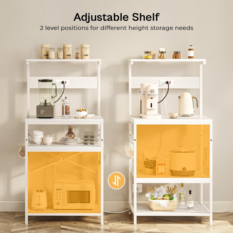 SUPERJARE Kitchen Bakers Rack with Power Outlet, Coffee Bar Table