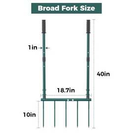 Broadfork Garden Tool, Pitch Fork 5 Tines Hand Tiller, Garden Fork with Ergonomic U-Shaped Design, Pitchfork for Gardening, Cultivating, Aerate Clay Soil for Farm