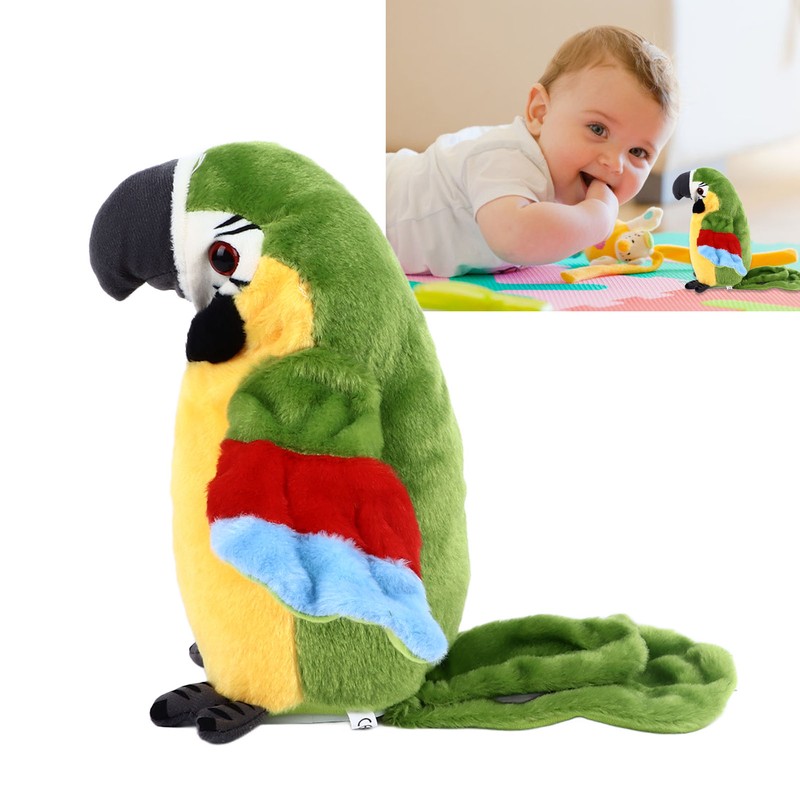 Electric Talking Parrot Plush Toy Soft Record Vocals Interactive Voice