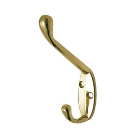 5 Pack of Brass Double Hat and Coat Door Hooks Robe Dress Garment Hangers