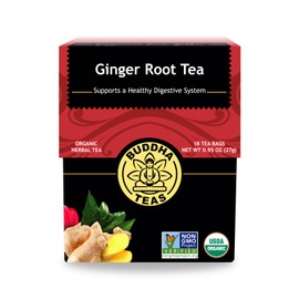 Buddha Teas - Organic Ginger Root Tea - Herbal Tea - For Health & Wellbeing - With Antioxidants & Minerals - Clean Ingredients - Caffeine Free - OU Kosher & Non-GMO - 18 Tea Bags (Pack of 1)