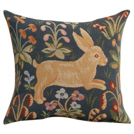 Charlotte Home Furnishings Decorative Boho Throw Pillow Cover 19x19 in, Rabbit Blue French Country Sofa Cushion Case, Home Decor Cozy Square Tapestry Pillow Cover, Soft European Cotton Jacquard Woven