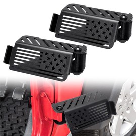 Benlari Upgraded Front Foot Pegs Doors Off, Metal Exterior Door Hinge Foot Pegs with US Flag Foot Rest Pedals Compatible with Wrangler JK JKU JL JLU 2007-2025 Gladiator JT 2020-2025,1 Pair