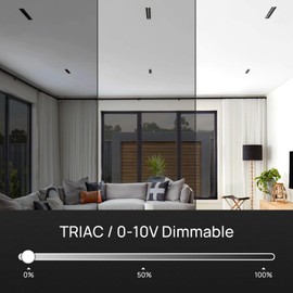 SCON 10W Recessed Trimless Floodlight, 600LM TRIAC/ELV/0-10V LED Linear Light, Downlight with UL Certified Driver (10W-TRIAC/ELV/0-10V/3000K-4000K-5000K Switchable/90°/Ra85)