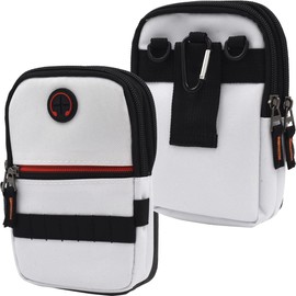 Golf Belt Pouch, Round Pouch, Golf Equipment, Storage Pouch, Belt Pouch, Compact, Shoulder Strap, Carabiner Included, white