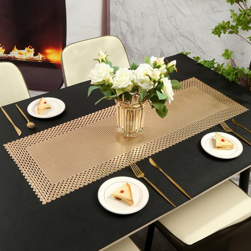 Hosoncovy Table Runner PVC Hollow Table Runner Non-slip Table Mats