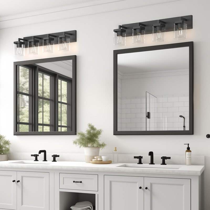 Danshinro Bathroom Vanity Light, Square Design 4 Lights Morden Bathroom