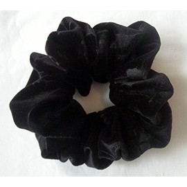 Black Velvet with embossed flowers Scrunchy-Regular - Made in the USA