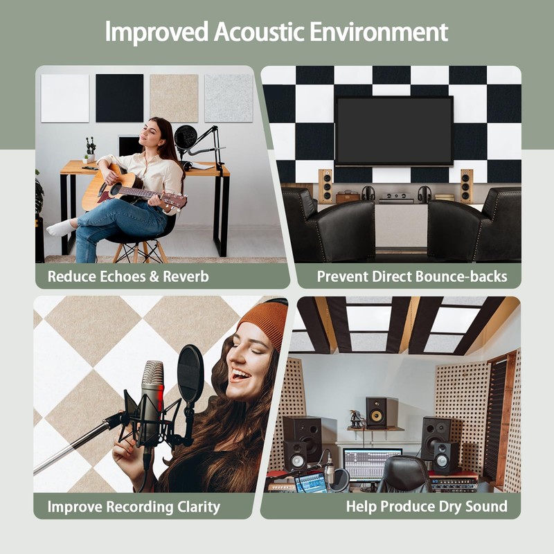 TroyStudio 20Pcs Acoustic Panels, 12 x 12 x 0.4 Inches