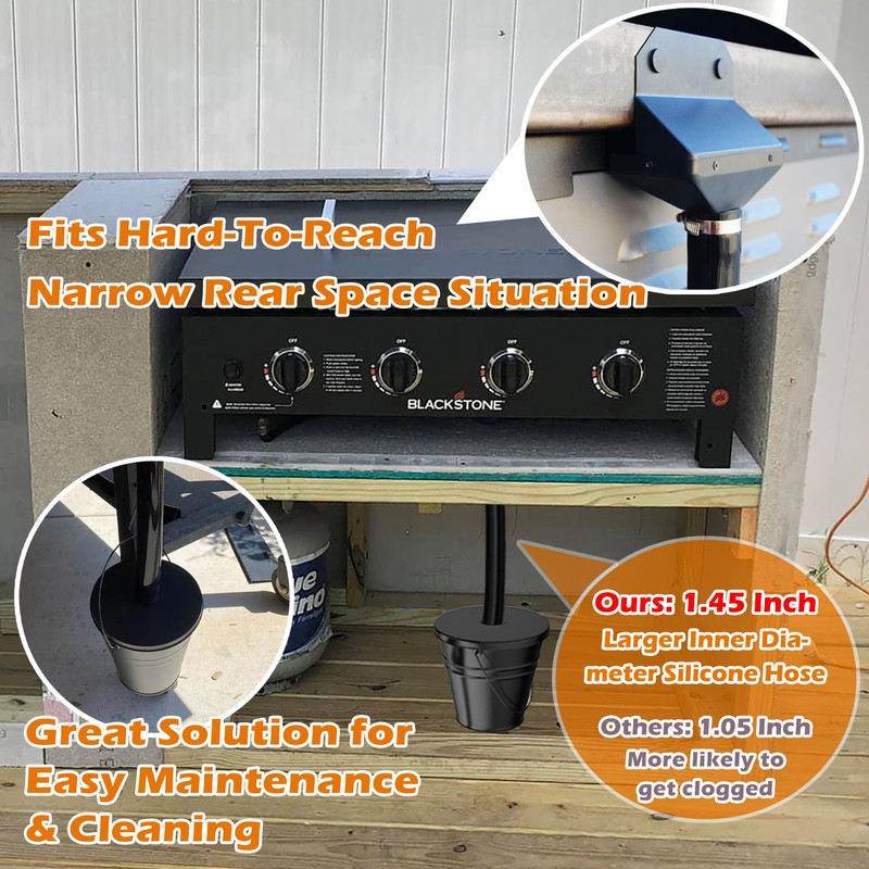 Rear Grease Drainage System for Blackstone Grease Catcher, Upgraded Grease