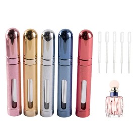 Hsyadazi 5 Stück 12 ml Parfümzerstäuber Nachfüllbar, Mini Portable Sprühflasche | Aluminium+Glas | Portable Taschen Sprühflaschen für Reise, Ferien & Flugreisen