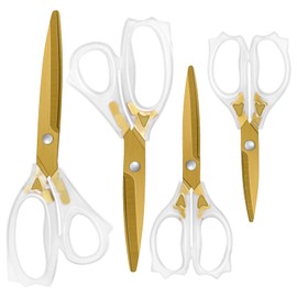 Uaugulft Acrylic Scissors Sharp Titanium Blades with Ergonomic ABS Handle Multi-Purpose Scissors Set of 4 Suitable for Sewing and Household Clear and Gold Tone