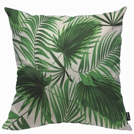Mugod Leaves of Palm Tree Cushion Cover Throw Pillow Covers on White Background Pillow Case for Men Women Decorative Home Sofa Chair Couch 45x45cm/18x18 Inch