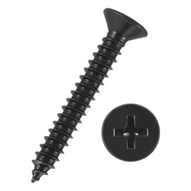 Kozelo 25pcs Phillips Flat Head Wood Screws - [#8x1-1/4] 304 Stainless Steel Countersunk Self Tapping Screws for Furniture Assembly, Interior Trim, Outdoor Construction, Black