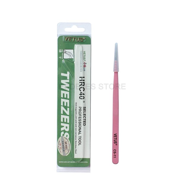 Pink Color Precision Eyebrow Eyelash Plant Tweezers Hair Remover Nail Beauty Makeup Tool Stainless Steel Pointed Tip CS-11