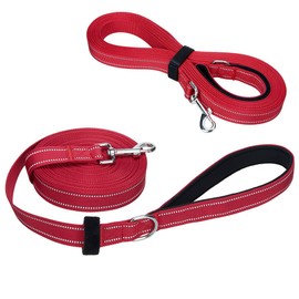 BINGPET Dog Training Lead Leash - Heavy Duty Long Line Strong Reflective Strap with Pdded Handle for Medium/Large/Extra Large Dogs Training Running Camping 10 Meters