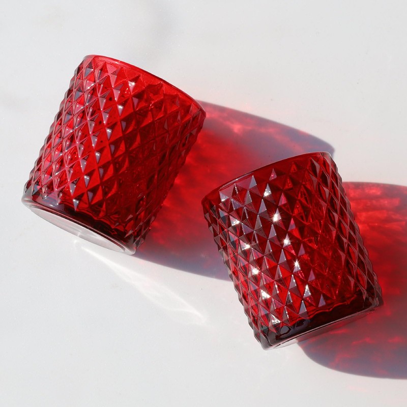 Woho Red Votive Candle Holders Bulk Set of 12, Glass