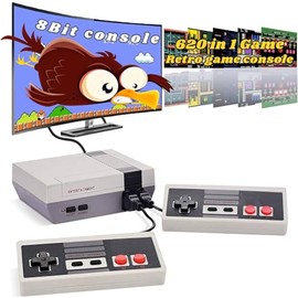 Retro Game Console with 600 Video Games,Classic Mini Game System with Wired Controller, AV Output Plug and Play,Retro Toys Gifts Choice for Children and Adults. (Gray)