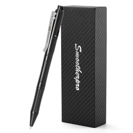 SMOOTHERPRO Stainless Steel Bolt Action Pen Compatible with Pilot G2 Refill Pocket Clip Heavy Weight for Tremor Parkinson Arthritic Hands Retro Black(RG338)