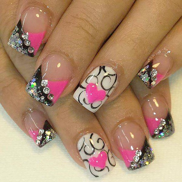 24Pcs Valentine's Day Press on Nails Short Square False Nails