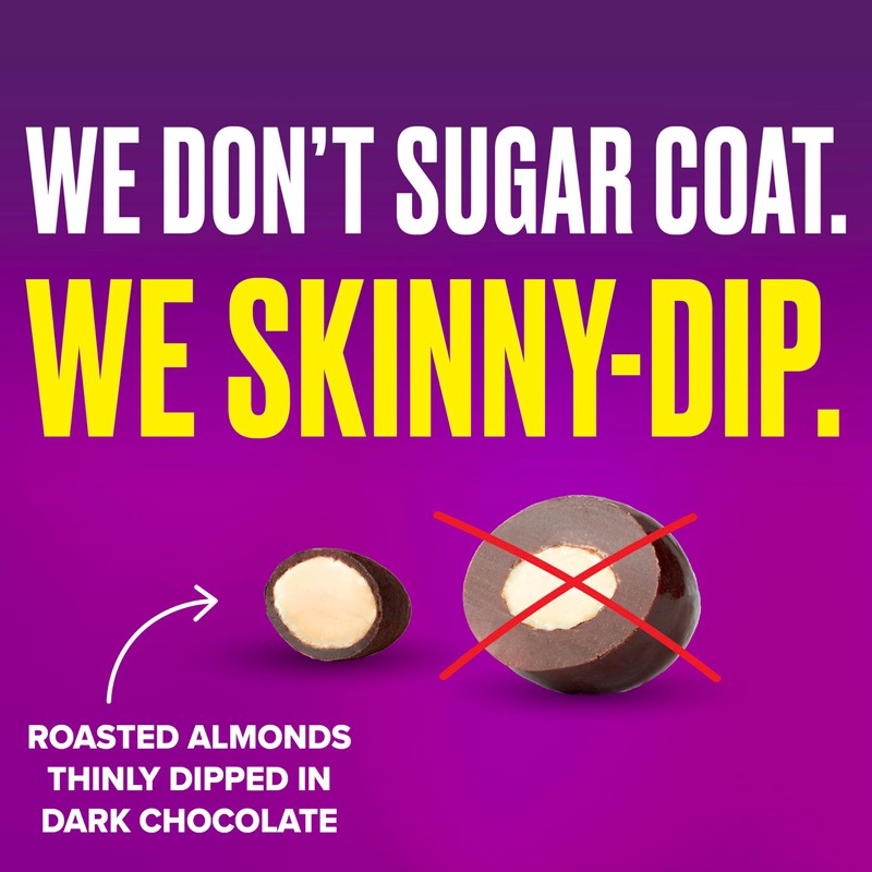 SkinnyDipped Super Dark Chocolate + Sea Salt Almonds, Vegan, Healthy
