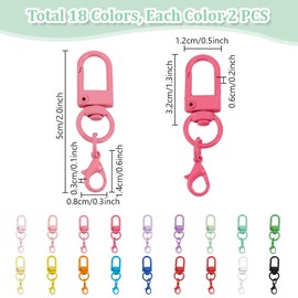 PH PandaHall 36pcs Colourful Lobster Claw Clasps Keychain Key Rings Metal Split Key Ring for Keychain Making Key Holders DIY Crafts Pendants Jewellery Making Home Office, 2 inch