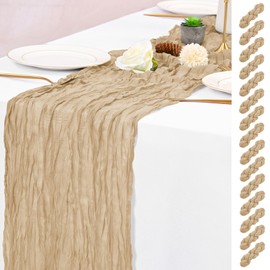15 Pack Beige Table Runner 17 x 108inch Cheesecloth Table Runner Boho Gauze Table Runners Rustic Sheer Fabric Cheese Cloth Table Runners for Wedding Party Bridal Shower Farmhouse Thanksgiving Decor