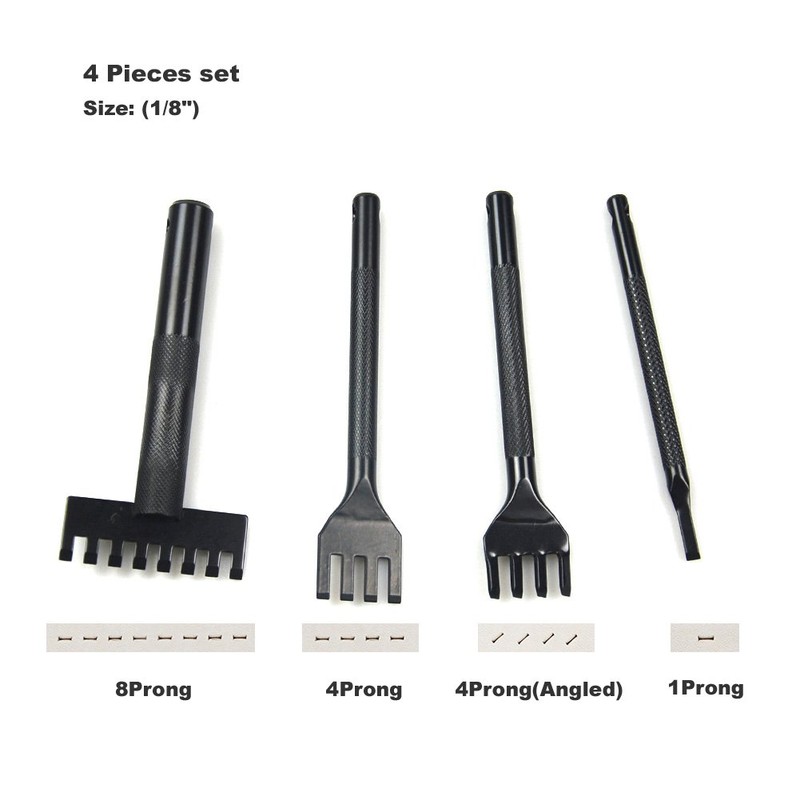 OWDEN 4Pcs. lacing chisels kit (1/8") for leathercraft,1Prong,4Porng,4Prong(Angled),8Prong(set)