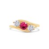 Wishrocks Round Cut Simulated Ruby & White Cubic Zirconia Three