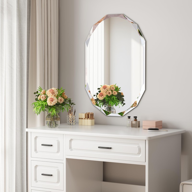 GOAND Silver Wall Mirror-Beveled Edge Frameless Mirror for Bathroom, Vanity,