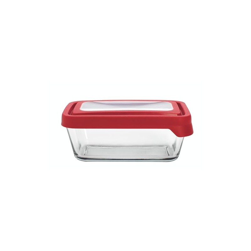 Anchor Hocking TrueSeal Glass Food Storage Container with Lid, Cherry,