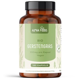 Barley Grass Capsules, 180 Vegan Capsules, Barley Grass, Alternative to Barley Powder and Tablets, Herbal Supplements Alpha Foods