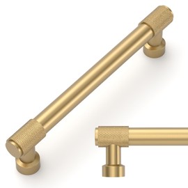 Amerdeco 10 Pack Champagne Bronze Knurled Cabinet Pulls 5 Inch(128mm) Hole Center Kitchen Cabinet Handles Drawer Pulls Cabinet Hardware ZH034