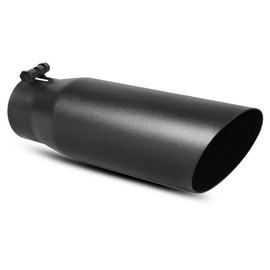 Unifizz 2.75 Inch Exhaust Tip, 2.75" Inlet 3.5" Outlet 12" Overall Length Stainless Steel Diesel Exhaust Tail Tip for 2 3/4 Inch Tailpipe, Black Powder Coated Finish
