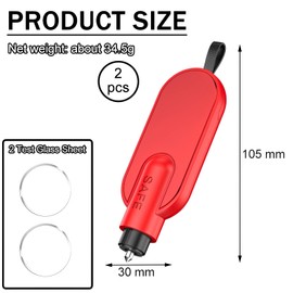 WTZWYFWJ Pack of 2 Car Emergency Hammer with Seat Belt Cutter, Car Safety Emergency Hammer, 2-in-1 Seat Belt Cutter, Emergency Hammer, Multifunctional Rescue Hammer for Vehicles, Car Safety Hammer, Car Escape (Red)