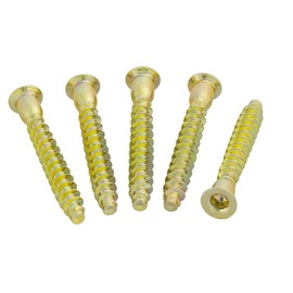 HEXATON Mounting Screws for Furniture Countersunk Head Hexagon Head 7 x 70 mm Pack of 50 Galvanised Yellow Full Thread Confirmat Screws Countersunk Head with Hexagon Socket Furniture Screws Cabinet