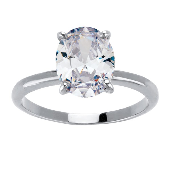 PalmBeach Yellow Gold-plated Platinum-Plated or Silvertone Round Cubic Zirconia Solitaire