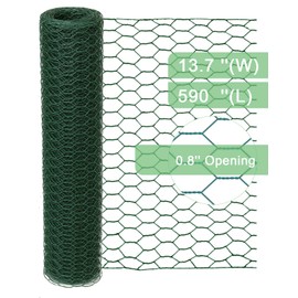vensovo Garden Poultry Green Chicken Wire - 13.7 '' × 590 '' Chicken Wire Floral for Crafts, Garden Fence Animal Barrier, 1 inch Mesh Poultry Netting Fence, Pet/Rabbit/Chicken Wire Fencing