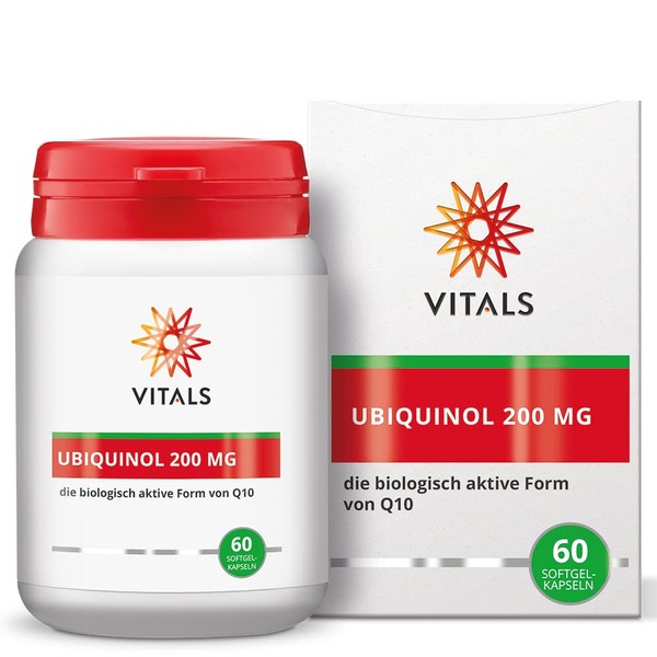 Vitals - Ubiquinol 200mg 60 Softgel Capsules, the biologically active form of Q10. Very high dose. From the world's leading Q10 specialist Kaneka. Optimal bioavailability.