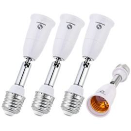 RONG&LAN E26/E27 Light Socket Extender，180 Degree Bendable, Extension Socket Extender Adapter, E26/E27 to E26/E27 Adjustable Extension, Flexible Medium Light Bulb Socket Converter (5.5inch 4-Pack)