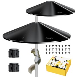 iBorn Squirrel Baffle for Bird Feeder Pole, 19.6” Oversized Baffle, Squirrel Defender, Bird Feeder for Outdoors Protector, Polycarbonate(PC), Pack of 2, Black
