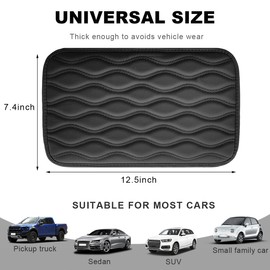 Wevdn Car Center Console Cushion Pad, 12.48×7.40 Inches Waterproof Car Armrest Seat Box Cover, Comfortable PU Leather Vehicle Armrest Cover Protector, Car Decor Interior Accessories (Black)