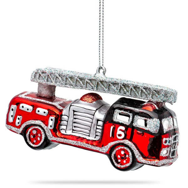 SIKORA BS472 Fire Engine Christmas Tree Decoration Glass Figure Christmas