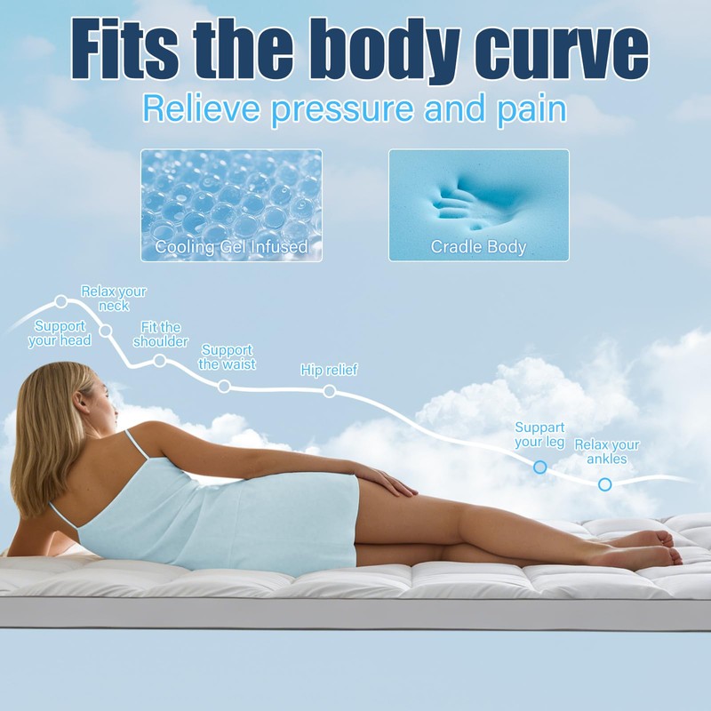 Aodenge 4 lnch Dual Layer Mattress Topper Full Size, 2