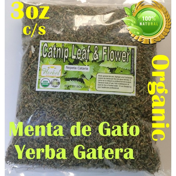 Organic Catnip Leaf, c/s (Nepeta cataria), Catnip herb/tea, nepeta organica 3oz!