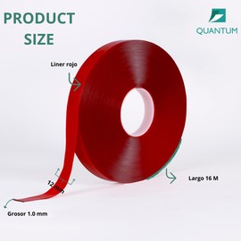 Cinta de Doble Cara Acrilica Extra Fuerte, Cinta Doble Cara Transparente para Montaje para Uso en Interiores y Exteriores, pared,12 mm x 16 m