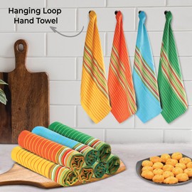 Urban Villa Kitchen Towels 100% Cotton Dish Towels for Kitchen(Set of 8)20”x30” Dish Cloths Highly Absorbent Kitchen Linen Set with Hanging Loop Perfect for Drying Dishes Cleaning Towels -Multi Color