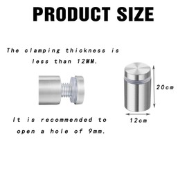 Spacer Screws, Wall Mount, Sign Holder, Pack of 12 Glass Spacers, Stainless Steel, Wall Spacer Nails, Decorative Screws for Glass, Advertising, Sign (Matte Black 12 x 20 mm)