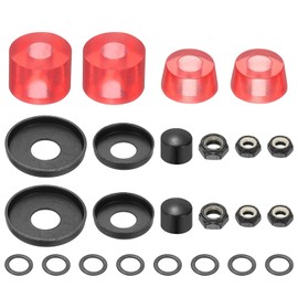YELARXI Skateboard Bushings, Skateboard Truck Rebuild Long-Board Kit Bushings Washers Pivot Cups-Fitting for (Outdoor Skateboard Parts) 92A & PU & Clear Red